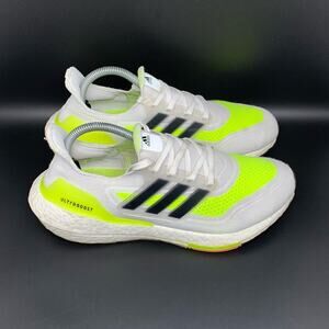 Adidas UltraBoost 21 White Solar Green Running Shoes FY0401 Women's Sz‎ 9